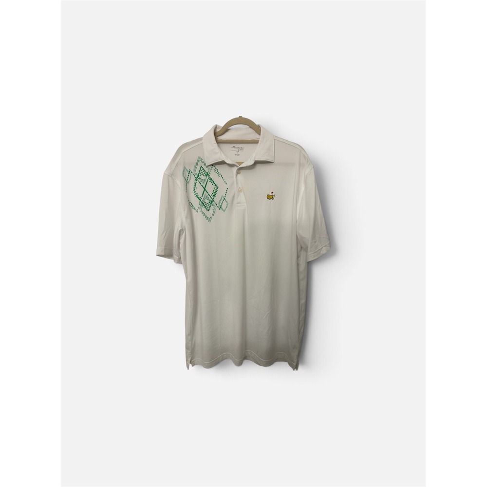 Masters Tech Golf Polo Shirt Mens Large White Green Graphic Augusta National L